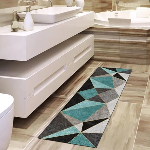 Tapis de couloir antidérapant vert foncé 100x1300 cm lavable patchwork