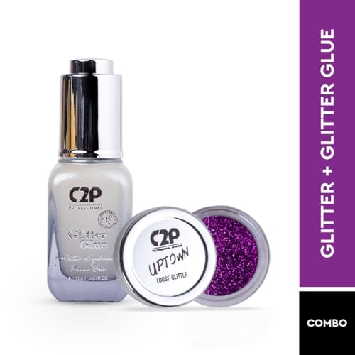 Image of C2P Pro Sparkle Duo Glitter and Glue Kit - Eyeshadow for Eye & Body Makeup | Waterproof, Quick-Drying for Stunning Shimmer Looks (Cyclone 40)