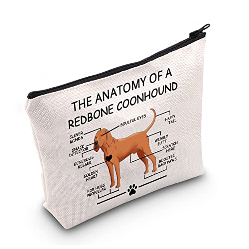 LEVLO Funny Redbone Coonhound Lovers Gifts The Anatomy of A Redbone Coonhound Clever Minds Cosmetic Bags Veterinary Mom Travel Toiletry Bags(Redbone Coonhound)