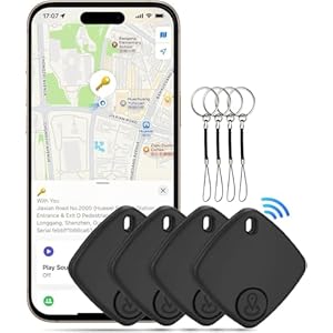 Air Tracker Tags-4 Pack (for iOS Only), Bluetooth Keys Finder Luggage Tracker Compatible with Apple Find My APP, Item Locator for Luggage, Backpack, Suitcases,Wallets, Replaceable Battery