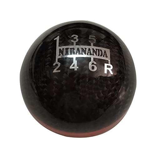 Carbon Fiber 6 Speed Shift Knob With Stripe Compatible With Honda/Acura (Black) #TOP4