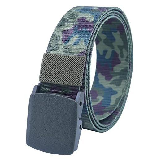 YEHMAN Ceinture sangle militaire en toile nylon ajustable 130 cm boucle plastique sans nickel anti allergie (Camouflage Vert)
