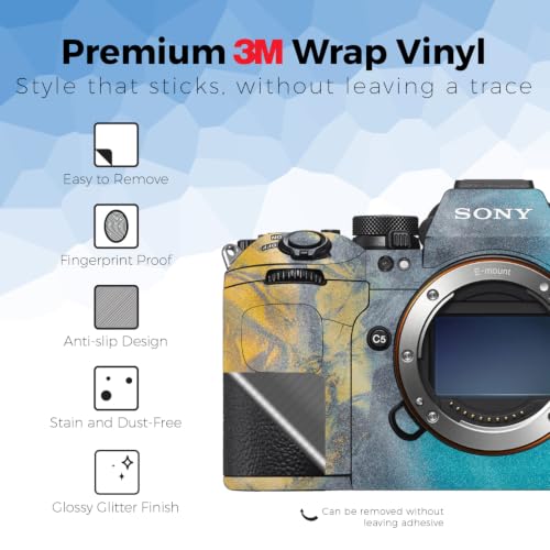 Image of Glossy Glitter Camera Skin Compatible with Sony Alpha 9 III (2024) - Yellow Spill - Premium 3M Vinyl Protective Wrap Decal Cover - Easy to Apply | Crafted in the USA by MightySkins
