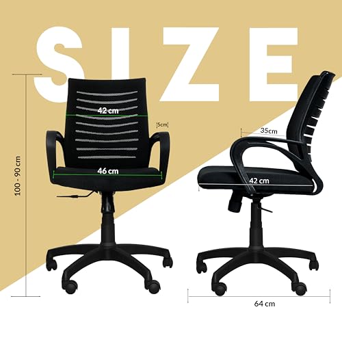 Image of Seventh Heaven Bolt Mid Back Revolving Office Chair for Work from Home, Study, and Computer Use | Heavy Duty Base | Ergonomic Mesh Design | Durable & Comfortable Seating (Black Mesh)