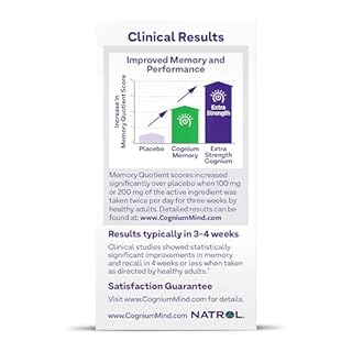 Natrol Cognium Memory Extra Strength, Brain Health Supplements for Adults, Brain Memory Supplements, Enhances Mental Agility in Healthy Adults, 60 Tablets, Up to a 30 Day Supply