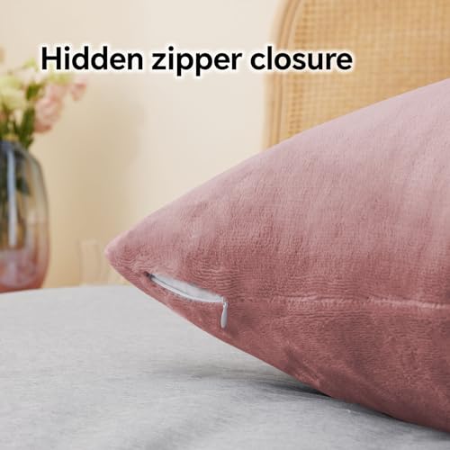 Image of BEDELITE Flannel Pillow Cases Queen Size Set of 2, Dusty Pink, 20x30 Inches