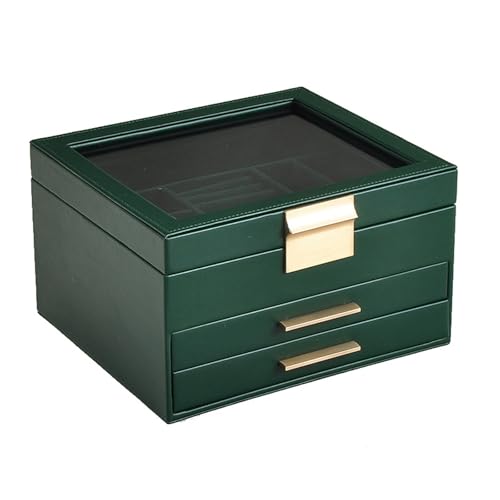 Stylish Jewelry Storage Three Compartments Visible Cover Soft Flannel PU Leather for Home Use Three Layer Jewelry Organiser