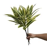 3pcs Artificial Dracaena Plant,Faux Plants Branches Realistic Fake Green and Yellow Leaves,25' Faux Agave Potted Plant for Office Living Room Bedroom Fake Lily Bamboo Plants Decor (Yellowish Green)