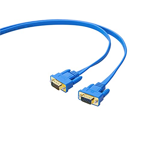 Dtech Flat Thin Extra Long Vga Cable 25 Ft Male To Male 15 Pin Connector Computer Monitor Cord 1080P Hd High Resolution(8 Meter, Blue) #TOP3
