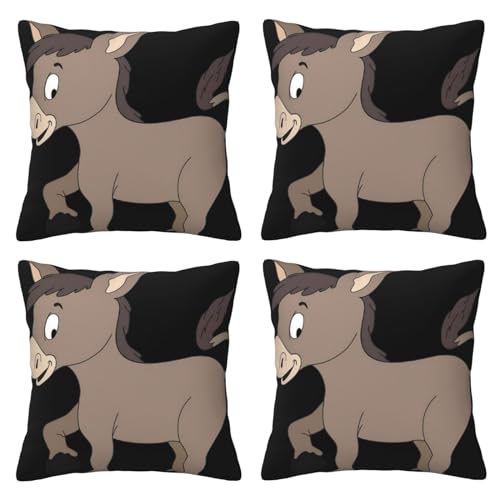 Image of kkvhhyuo cartoon donkey Print Throw Pillow Covers Set of 4, 30x30 cm