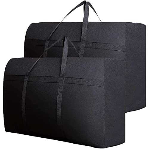 2 Pcs 100L Large Storage Bags Waterproof Heavy Duty 600D Oxford Moving Bags, Organizer Bags Ideal For Bedding, Duvets, Pillows, Laundry,Clothes or Moving home(75x48x28 CM）