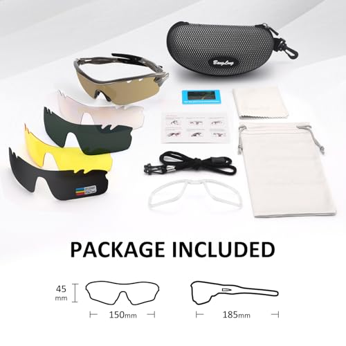 Image of BangLong Polarized UV400 Sports Sunglasses with 5 Lenses for Men Women
