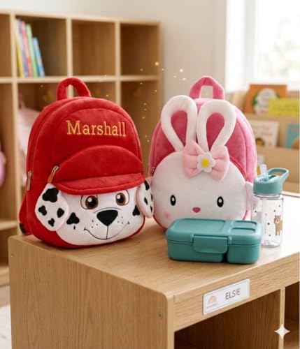 Image of Cartoon Plush Kids School Bag 2-6 Years | Soft Toy Backpack for Boys & Girls | Toddler Nursery Preschool Bag | Lightweight Adjustable Straps