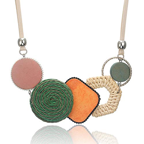 Acrylic Pendant Necklace Fashion Colorful Resin Charms Chunky Necklace Boho Chic Charm Statement Necklace Rainbow Color Geometric Chunky Necklace For Women-B Style #TOP1