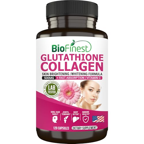 BioFinest L Glutathione Collagen 500mg with Vitamin C Capsules 120 Count Anti-Aging