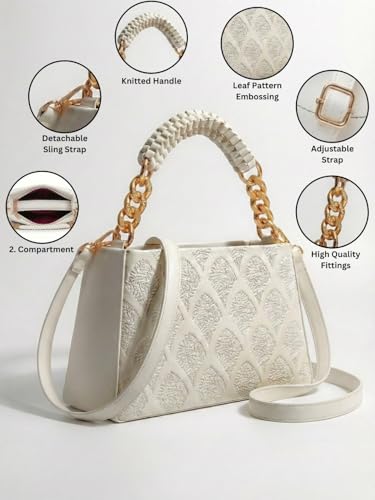 Image of LIKE STYLE Women's Embossed PU Sling Bag | Dual Compartment Shoulder & Crossbody Bag with Braided Handle | Stylish Handbag for Office & Casual Use