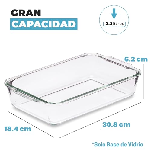 Miniatura 3 de Igluu Meal Prep Fuentes De Cristal Para Lasagna Con Tapa Set De 2 Herméticas Sin Bpa Aptos Para Horno, Microondas, Congelador Y Lavavajillas 2.2l Vidrio De Borosilicato