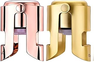 OWO Champagne Stopper, Stainless Steel Bottle Plug Sealer for Sparkling Wine, Superior Leak-Proof Bubble Retaining Saver, No Sharp Edge, No Spill, Fizz Saver, Passed Press Test (Rosegold&Gold)