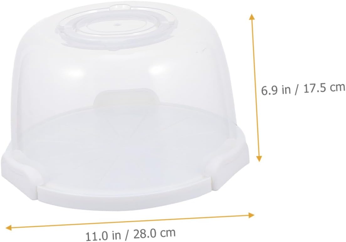 Portable Cake Carrier 8-inch White Elevated Bakery Cake Box with Handle for Kitchen Storage and Transport