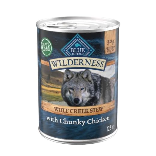 Blue Buffalo Wilderness Wolf Creek Stew High Protein, Natural Wet Food for Dogs, Hearty Chicken Stew in Gravy, 12.5-oz cans, 12 Count