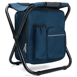 Folding Backpack Stool, Portable Cooler Chair with 15L Integrated Cooler Bag for Adults Heavy Duty 350lbs, Lightweight Foldable Foot Rest for Travel Fishing Camping Hiking