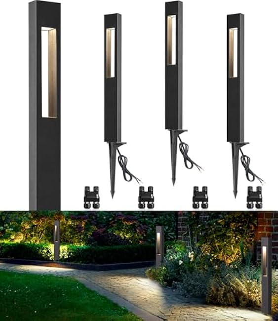 SUNVIE 3W Low Voltage Pathway Lights 3000K LED Low Voltage Landscape Lights 12V Waterproof Landscape Path Lights Low Voltage Landscape Lighting for Walkway Yard Backyard Garden ETL Listed Cord, 4 Pack