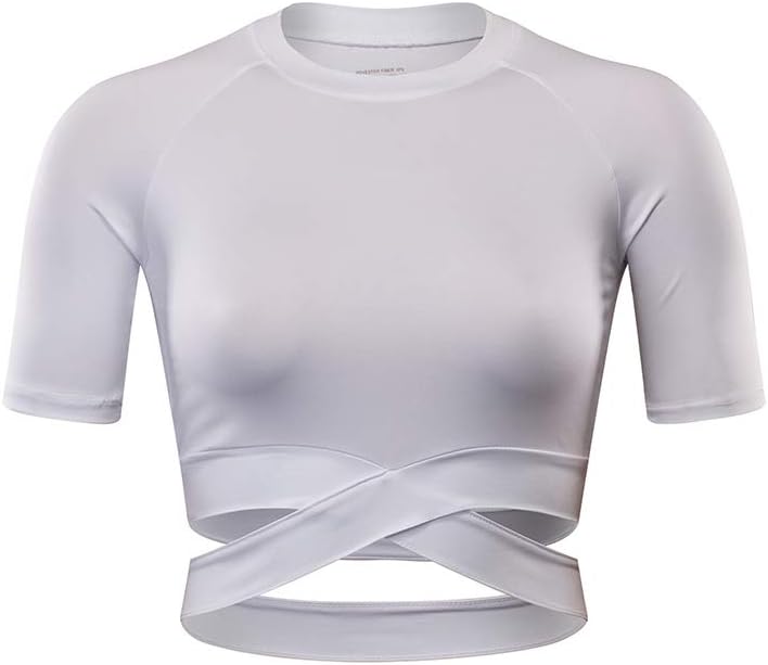 Specific Heart Women's Yoga Gym Crop Top Compression Workout Athletic Short Sleeve Shirt