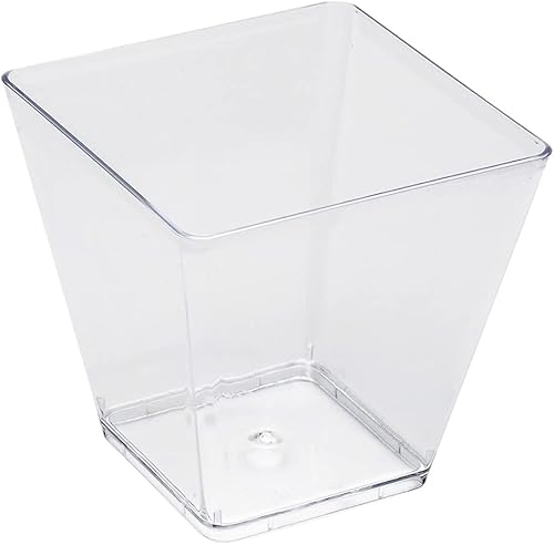 Miniatura 5 de Restaurantware Taza Kova pequeña cuadrada de plástico transparente de 4 oz - 2 14" x 2 14" x 2" - Caja de 100 unidades