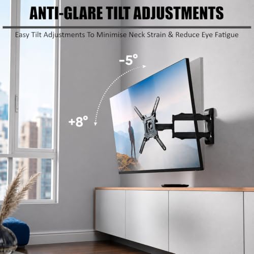 Image of Caprigo Full Motion TV Wall Mount Bracket for 32 to 55 Inch LED /HD /Smart TV's, Universal Heavy-Duty TV Stand for Wall with Swivel Rotation & Tilt Adjustments (M460 /P4)