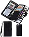 For iPhone 7 Wallet Case,Valentoria Premium Vintage Leather Wallet Case Magnetic Detachable Slim Back Cover Card Holder Slot Wrist Strap Case for iPhone 7(iPhone 7, Black)