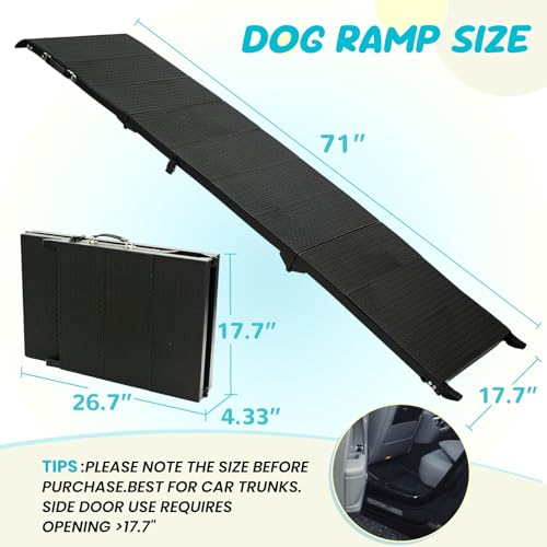71" Long Dog Ramp for Car, Folding Pet Ramps for Large Dogs with Non-Slip Surface, Portable Dog Car Ramp for Car SUV & Truck Up to 350LBS by Niubya - Image 2