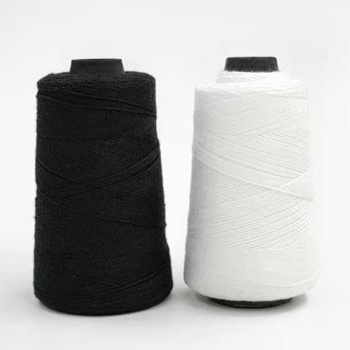 Image of EmbroideryMaterial Black & White Polyester and Cotton Embroidery Thread, Sewing Threads, Thread for Craft, Stitching Thread, Threads for Sewing Machine (2 Rolls, 450 Meters, 1 MM Thick)