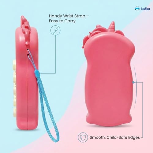Image of FunBlast Cartoon Musical Mobile Phone for Kids, Mobile with Light & Sound Toys for Babies | Educational Toys for Kids 3+ Years /Boys /Girls-1 Unit (Uni-Pink)
