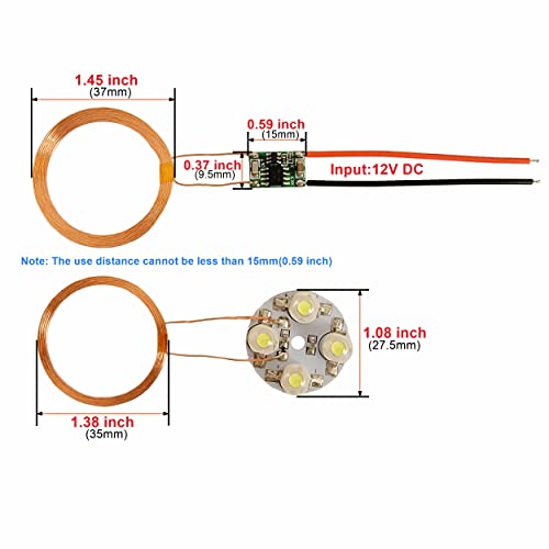 12V 50mm Distance Wireless Charging Wireless Transmitter + Receiver 4 pcs 1W high Power LED Power Charger Transfer3