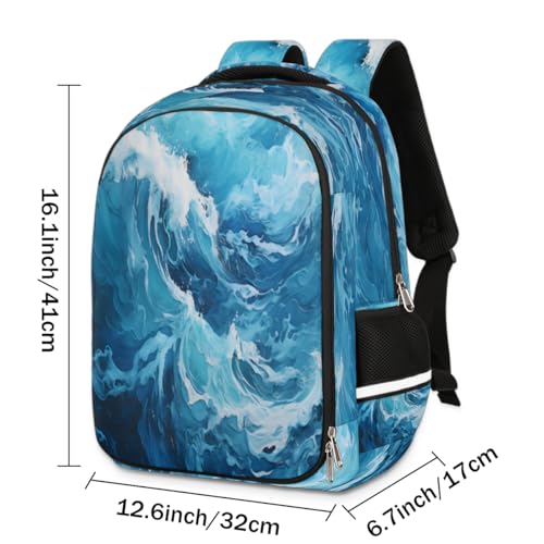 Abstract Waves Bookbag Backpack for Women Men Sea Casual Daypack with Compartment & Multiple Pockets Book Bags Travel Bag Laptop Backpacks4