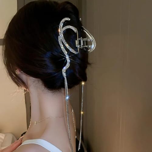 Image of Diversa Rhinestone Golden Claw Clip, Embellished Korean Clutcher, Non- Slip Metal Claw Clip for Girls, Fancy Clutcher for Women, Pack of 1 (Oval)