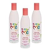 Just For Me Natural Hair Milk Lotion - Hydrates & Strengthens, Contains Coconut Milk, Shea Butter, Vitamin E, Sunflower Oil, Lightweight Moisture, Reduces Frizz, 10 oz (3 Pack)