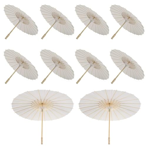Sombrilla de Papel, 10 Piezas 60cm Paraguas de Papel para Boda Sombrilla dePapel Chino/Japonés Parasol, Sombrilla de Mano para DIY, Decoración de Fiesta Nupcial, Cosplay