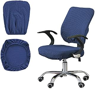 Non Slip Stretch Stool Seat Cover Chair Seat Slipcover and Backrest Cover, Stretchable Breathable WashableChair Slipcover Chair Cover Protector Fit for Computer Chairs,Dinning Chair(2 Pcs Dark Blue)