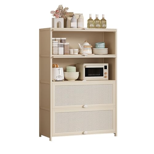 Meuble de rangement multicouche robuste en rotin plastique à grande capacité