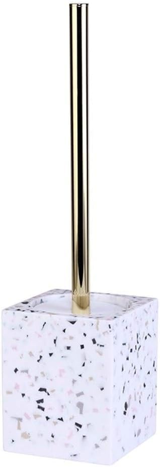 Brosse de toilette en résine avec support carré et manche inox