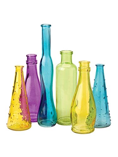Gardener's Supply Company Glass Bottle Tree Bottles Pastel, Set of 6