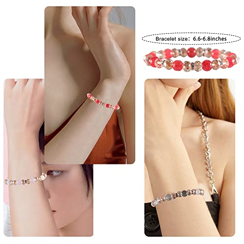 Pipitree 16Pcs Crystal Bracelet Beaded Bracelets For Women, Colorful Stackable Stretch Beads Bracelets Healing Crystals Rhinestone Spacers Anxiety Relief Gifts For Women #TOP4