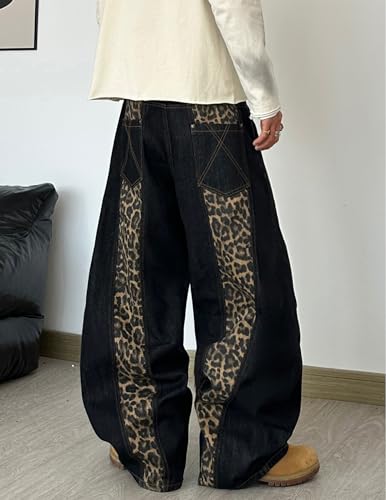 QGRSWBC Mens Baggy Barrel Jeans Wide Leg Y2k Hip Hop Stylish Skater Pants - image 3