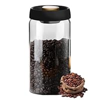 NEXROLA Kaffeedose 1800 ml – Vakuum-Kaffeedose aus Borosilikatglas (schwarz-gold) Kaffeebohnenbehälter, geeignet für Nüsse, Tee, Trockenfrüchte, feuchtigkeits- und oxidationsbeständig