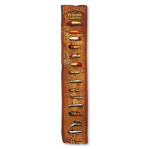 Open Road Brands Handmade Fishing Lure Chart Wood Wall Decor - Fishing Wall Art for Cabin, Lake House or Man Cave