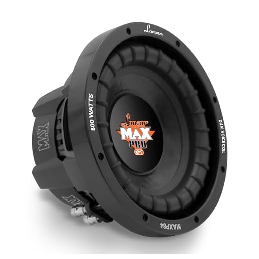 Lanzar 8 inch Car Subwoofer Speaker - Black Non-Pressed Paper Cone, Aluminum Voice Coil, 4 Ohm Impedance, 800 Watt Power and Foam Edge Suspension for Vehicle Audio Stereo Sound System - MAXP84