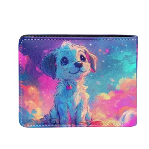 Image of Coldinair Watercolor Dog Boys Wallet Teen Wallets for Kids Aged 9-12 /8-10 /8-12 with Wallet Card,Leather Bifold Wallet Slim Coin Purses with 4 Credit Card Slots