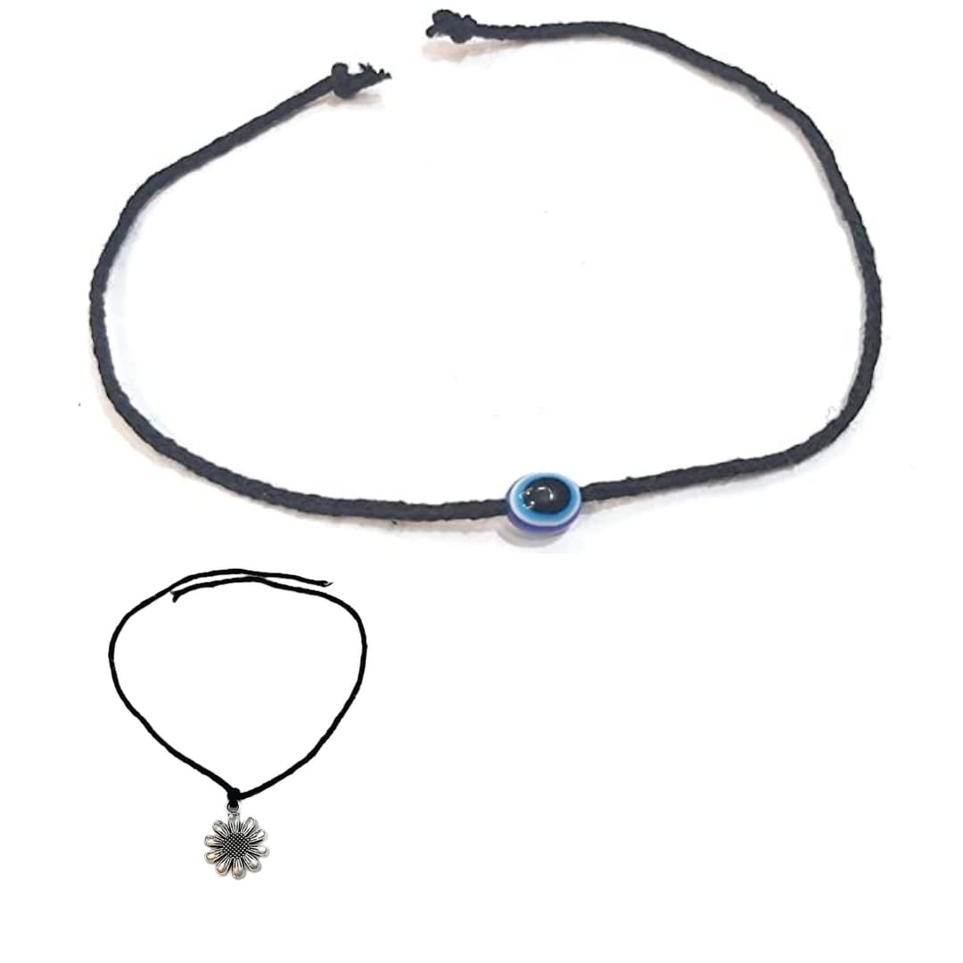 Stylish Evil Eye Nazar Battu Anklet For Babies, Girls And Women Black Thread (Nazariya) With Free Flower Anklet (B09G7YJFB1) Amazon Price History, Amazon Price Tracker