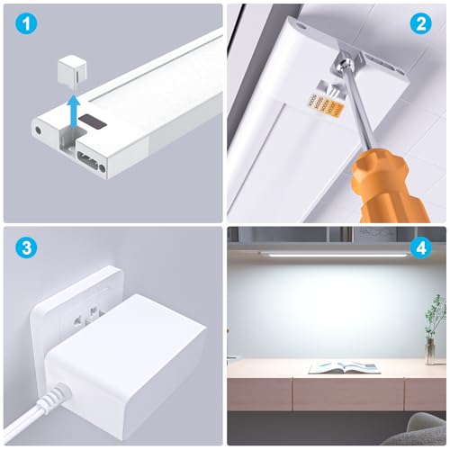 Image of WOBANE 16.5 inch Under Cabinet Lighting,5 Color Settings,Under Counter Lights for Kitchen,Hand Wave Activated,Touchless for Cabinet,Shelf,Under Desk,Color Tunable 2700K to 6000K,Dimmable,White,1000LM